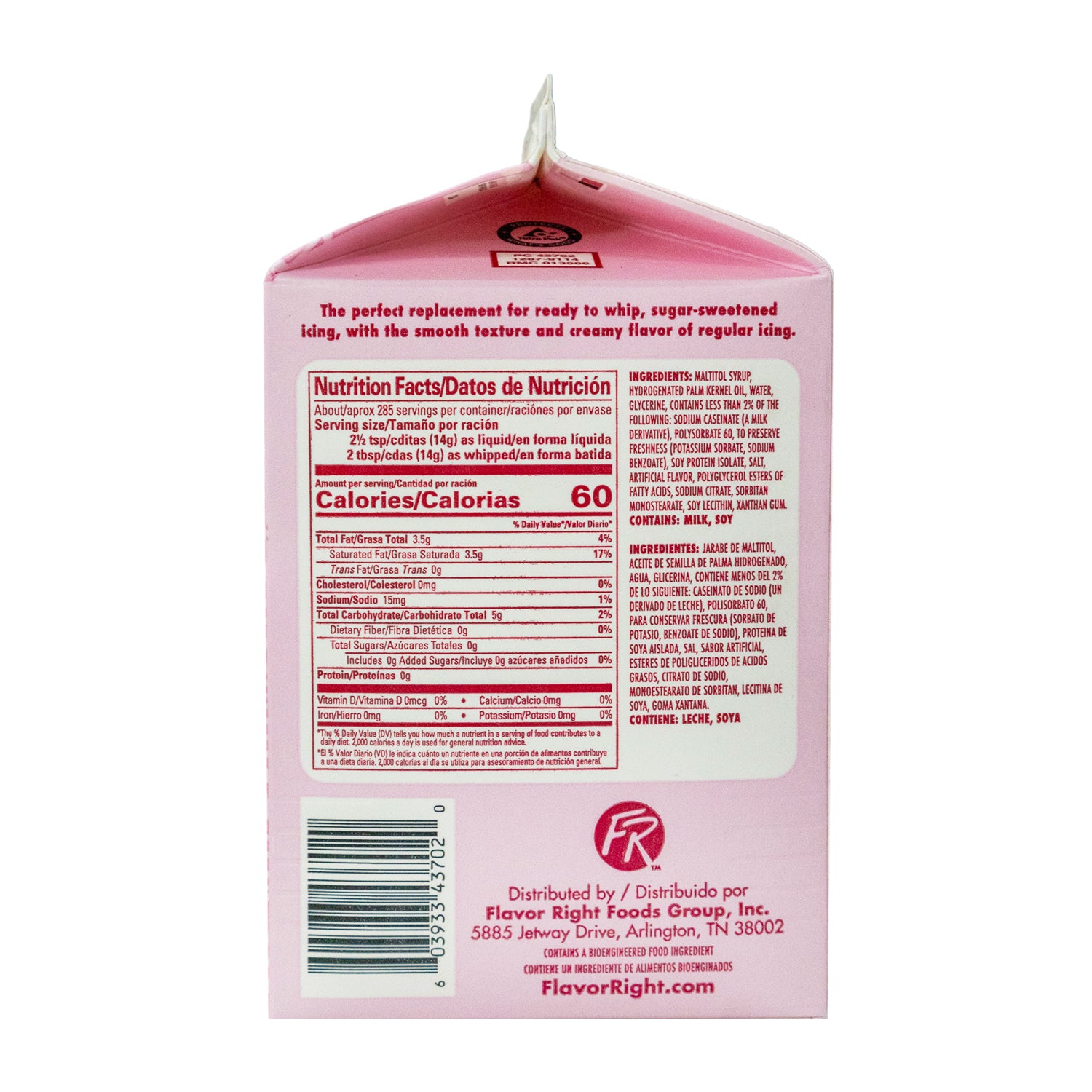 Whip’n Ice Icing y Filling - Sugar Free Flavor Right™