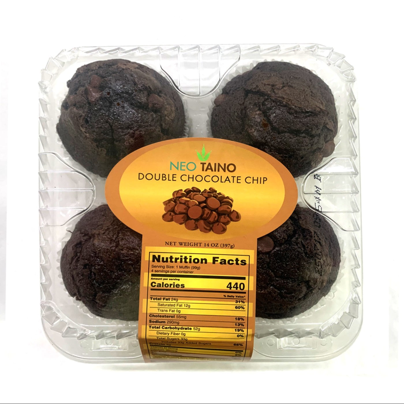 Muffin Large Double Chocolate Chip 3.5 oz - 9 / 14 oz