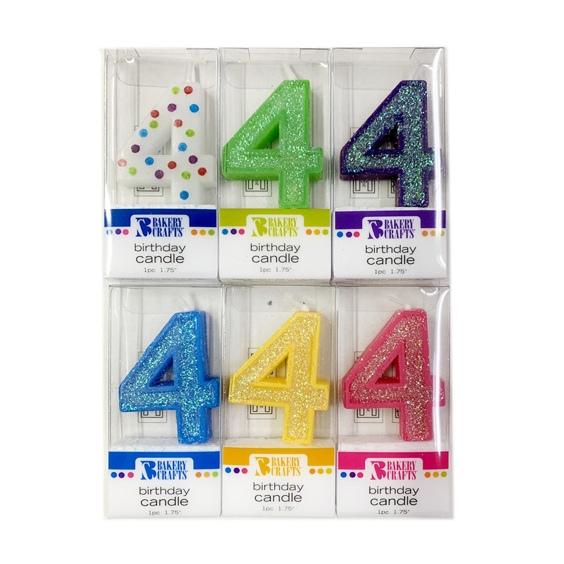 Vela Candle Numeral – Polka Dot & Glitter – 4