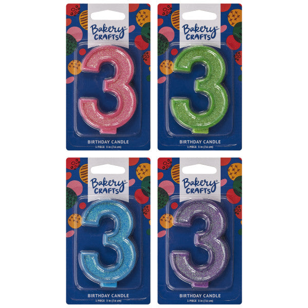Vela Candle – Numeral 3 Glitter