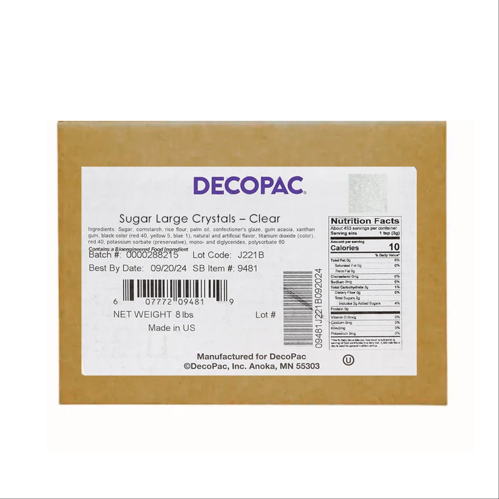 Caja Sugar Large Crystals Clear – 8 lbs.