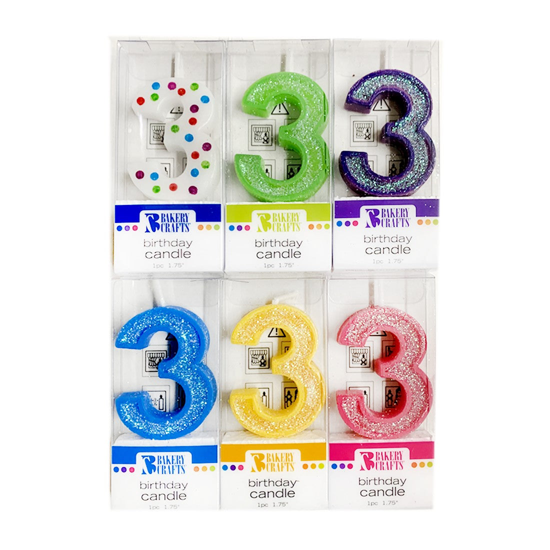 Vela Candle Numeral – Polka Dot & Glitter – 3