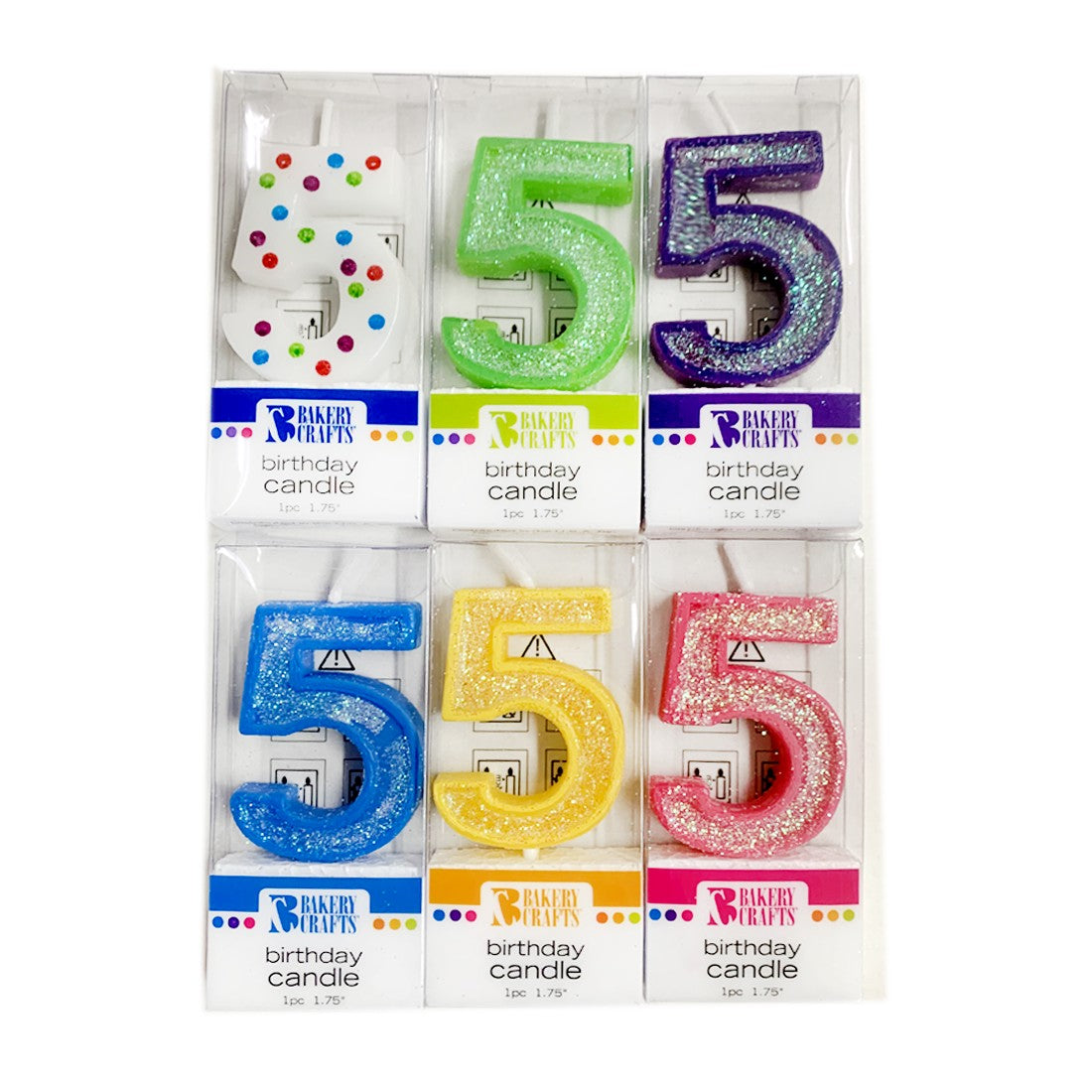 Vela Candle Numeral – Polka Dot & Glitter – 5
