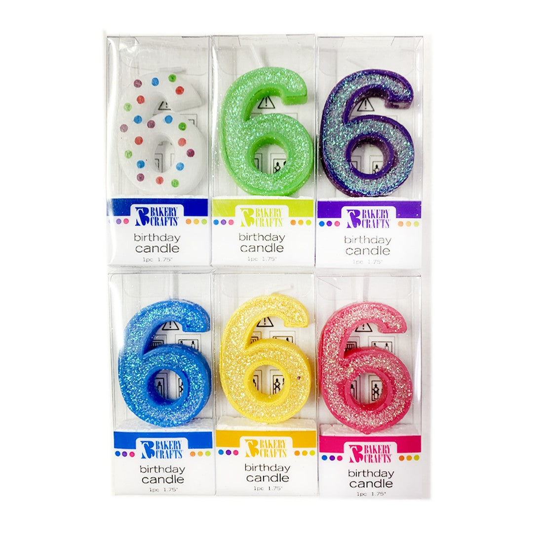 Vela Candle Numeral – Polka Dot & Glitter – 6