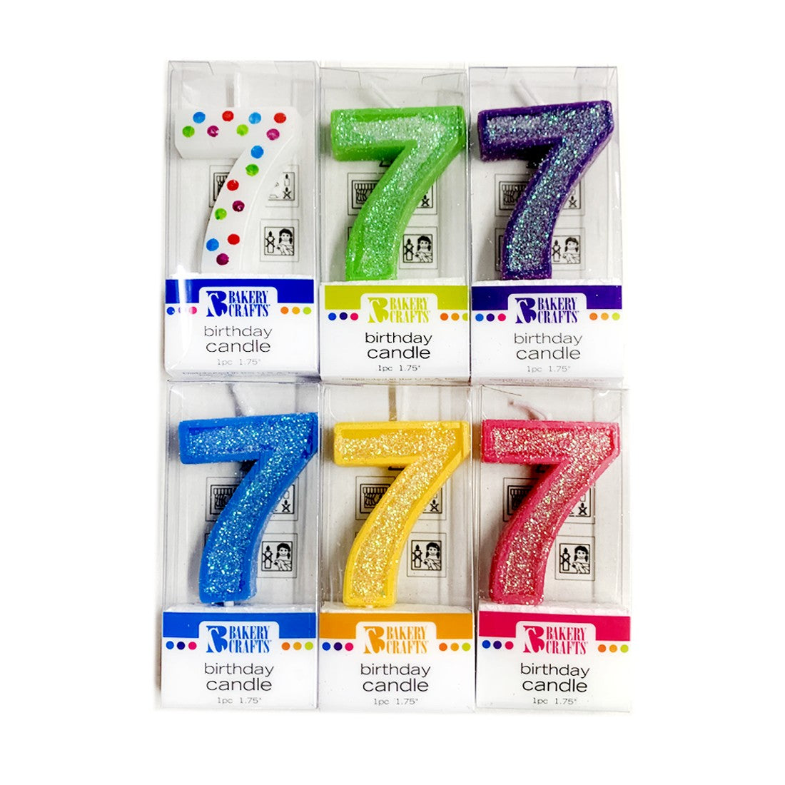 Vela Candle Numeral – Polka Dot & Glitter – 7