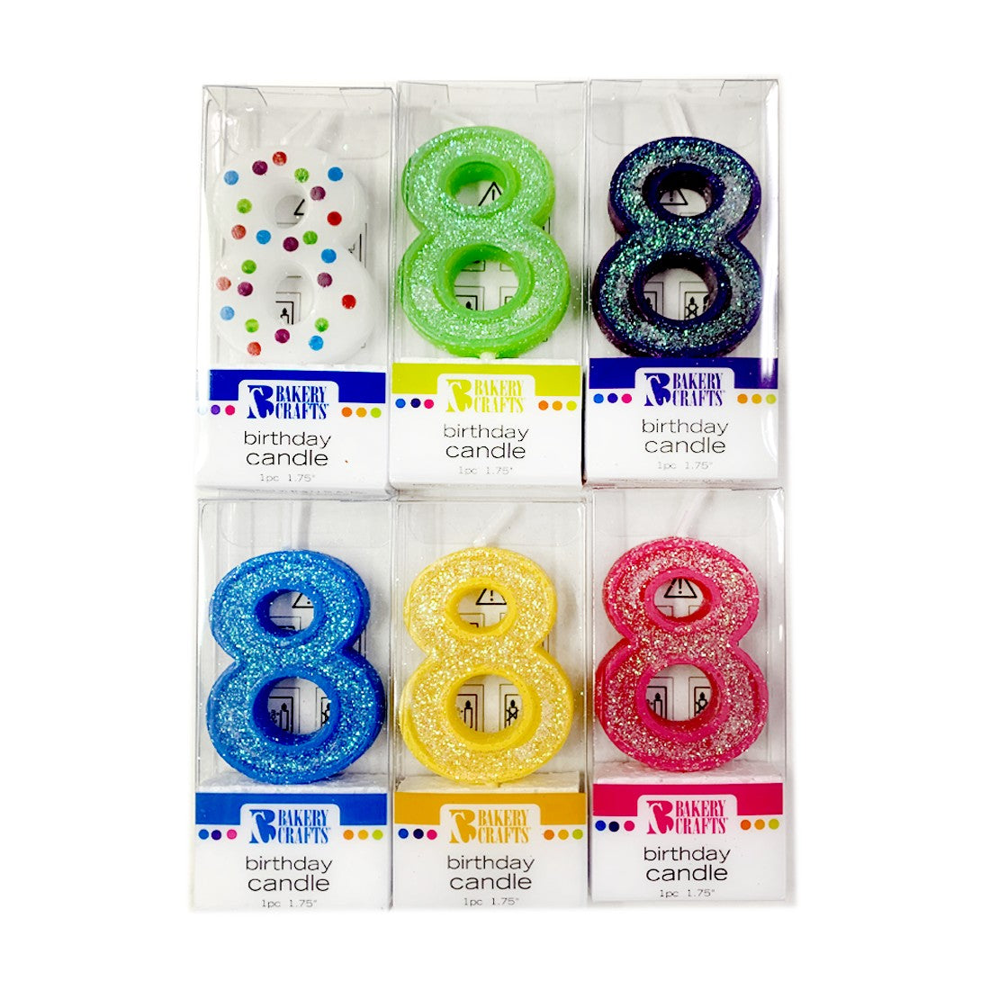 Vela Candle Numeral – Polka Dot & Glitter – 8