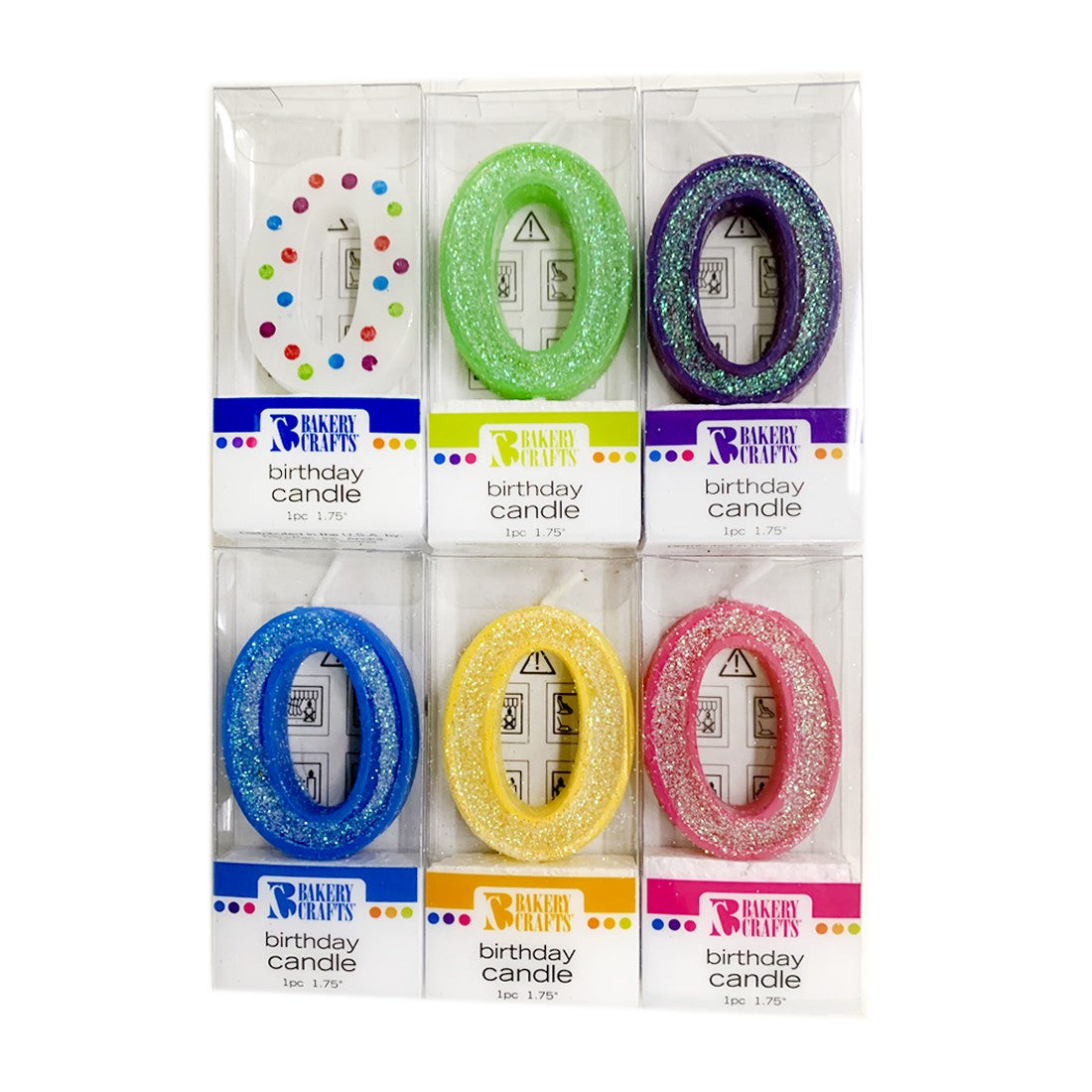 Vela Candle Numeral – Polka Dot & Glitter – 0