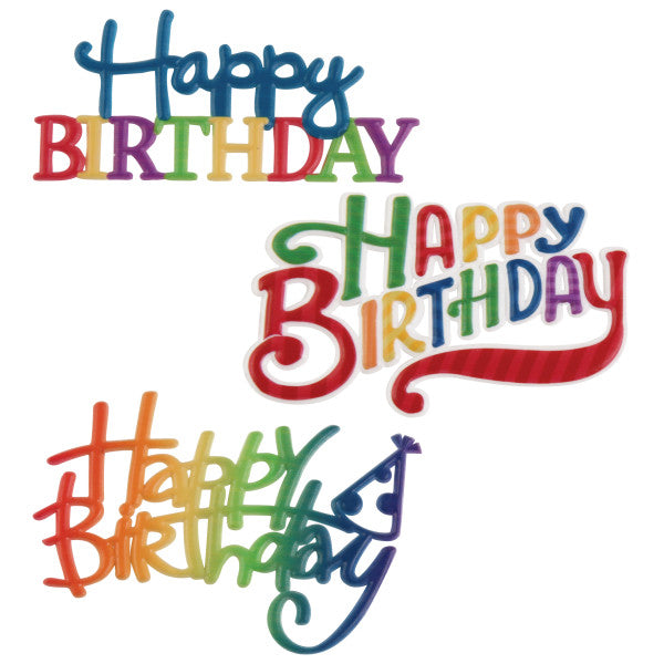 Layon - Happy Birthday Script Assorted - 24 / PKG