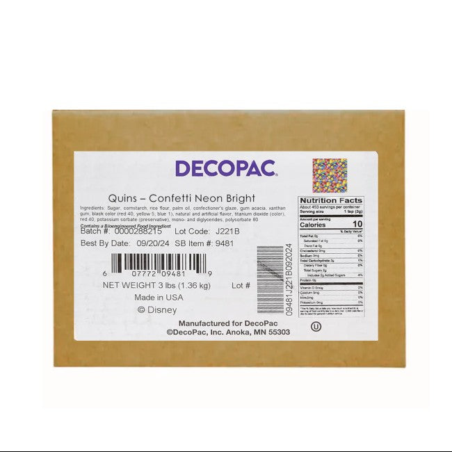 Caja Quins Confetti-Neon Bright - 3 lbs.